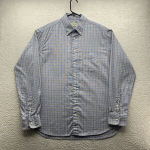 VTG Gitman Bros Button Up Shirt Mens XL Blue Brown Check Preppy Office USA Made